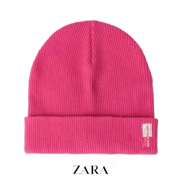 ZARA Kids | Fuchsia | RIBBED CAP WITH LABEL - Picture 1 of 4